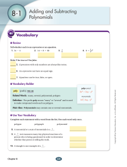 Adding and Subtracting Polynomials
