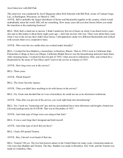 Anvil Interview with Bill Pieh This interview was conducted by Anvil