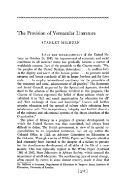 The Provision of Vernacular Literature