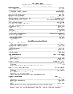2016 Church Council Staff: Senior Pastor