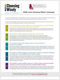 ASNC Joins Choosing Wisely&reg; Campaign