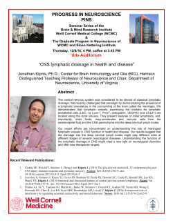 PROGRESS IN NEUROSCIENCE PINS &ldquo;CNS lymphatic drainage in