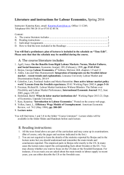 Literature for Labour Economics