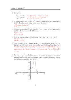 Review for Midterm 2 1. Find y/ for &bull; y = cos(x) y/ = (ln - Math-UMN
