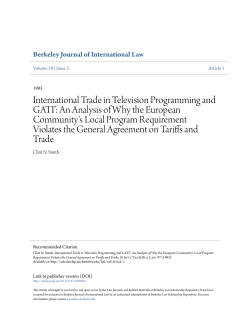 International Trade in Television Programming and GATT: An