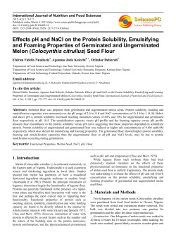Effects pH and NaCl on the Protein Solubility, Emulsifying