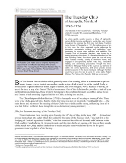 The Tuesday Club of Annapolis, Maryland, 1745-1756