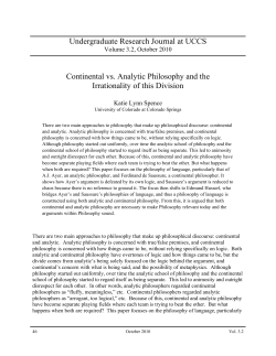 Continental vs. Analytic Philosphy and the Irrationality of this Division
