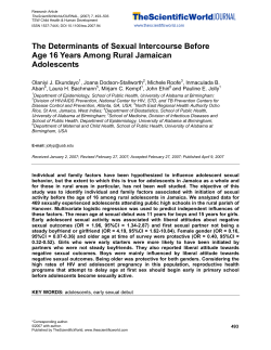 The Determinants of Sexual Intercourse Before Age 16