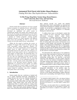 Automated Web Patrol with Strider HoneyMonkeys: Finding Web