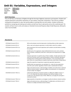 Unit 01: Variables, Expressions, and Integers