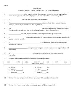 Name STUDY GUIDE SCIENTIFIC INQUIRY, METRIC SYSTEM