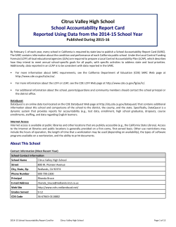 Citrus Valley High School School Accountability Report Card