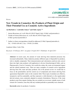 New Trends in Cosmetics: By-Products of Plant Origin and Their
