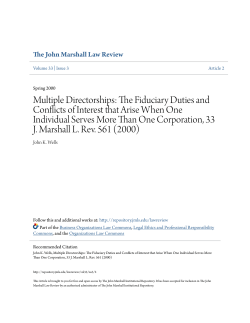Multiple Directorships: The Fiduciary Duties and Conflicts of Interest