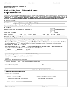 NPS Form 10 900 OMB No. 1024 0018