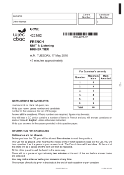 GCSE 4221/02 FRENCH