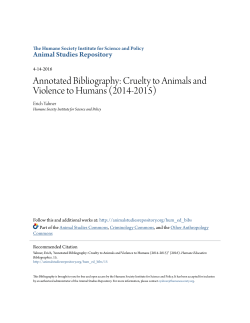 Annotated Bibliography: Cruelty to Animals and Violence to Humans