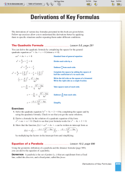 Derivations of Key Formulas