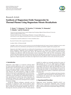 Synthesis of Magnesium Oxide Nanopowder by Thermal Plasma