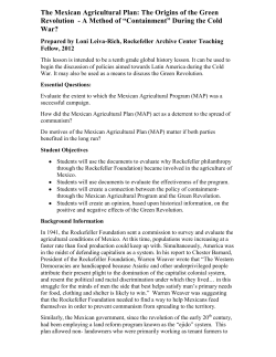 The Mexican Agricultural Plan: The Origins of the Green Revolution