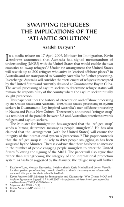 swapping refugees: the implications of the `atlantic solution`