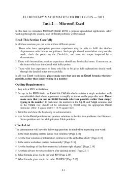 Task 2 &mdash; Microsoft Excel