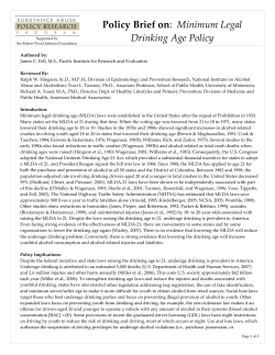 Policy Brief on: Minimum Legal Drinking Age Policy