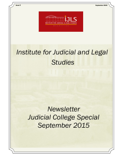 Institute for Judicial and Legal Studies Newsletter Judicial College
