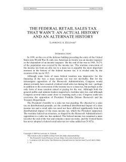 The Federal Retail Sales Tax That Wasn&acirc;&bull;Žt: An Actual History and