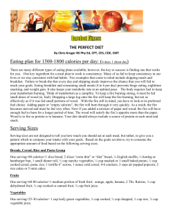 Eating plan for 1500-1800 calories per day
