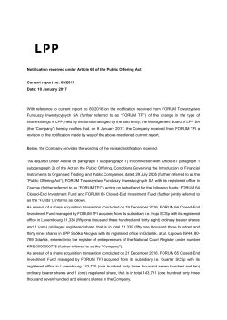 Notification received under Article 69 of the Public Offering Act