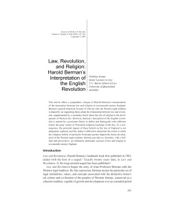 Law, Revolution, and Religion: Harold Berman`s Interpretation of the
