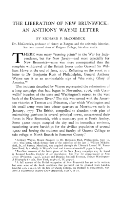 the liberation of new brunswick: an anthony wayne letter