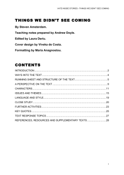 THINGS WE DIDN`T SEE COMING CONTENTS