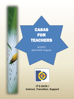 CASAS FOR TEACHERS - Adult ESOL Program Home