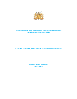 guidelines for application for the authorisation of payment service