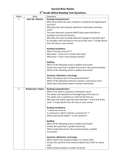 Second Nine Weeks 3 Grade Gifted Reading Test Questions
