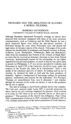 frossard and the abolition of slavery: a moral