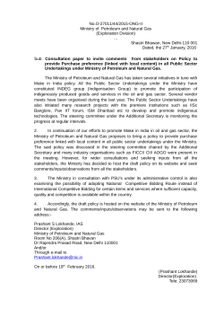 No.O-27011/44/2015-ONG-II Ministry of Petroleum and Natural Gas