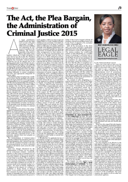 The Act, the Plea Bargain, the Administration of Criminal Justice 2015