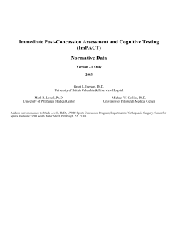 Normative Data for ImPACT