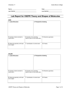 Lab Report for VSEPR Theory and Shapes of Molecules