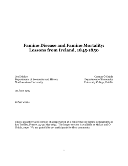 Famine Disease and Famine Mortality: Lessons from Ireland, 1845