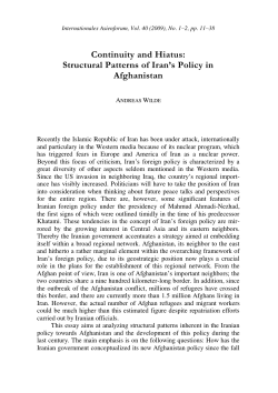 Structural Patterns of Iran&middot;s Policy in Afghanistan