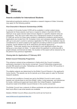 Awards available for International Students