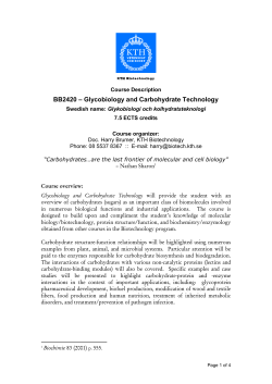 BB2420 – Glycobiology and Carbohydrate Technology
