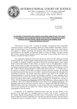 The Republic of Equatorial Guinea institutes proceedings against