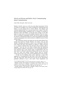 Sohrab and Rustum and Balder Dead: Communicating