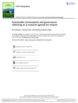 Sustainable consumption and governance: reflecting on a research